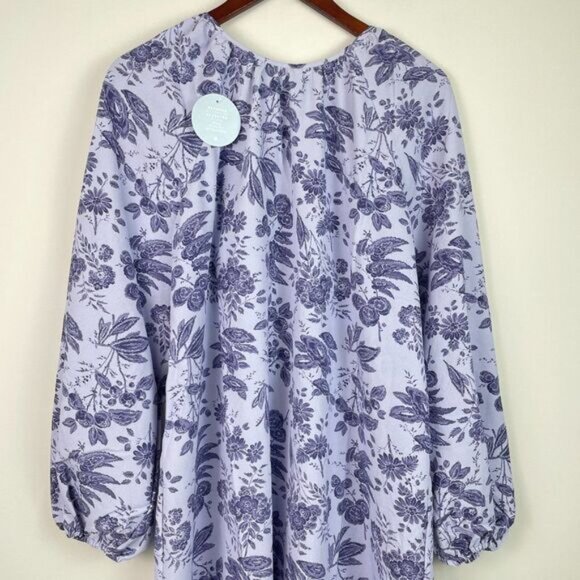 Hill House The Simone Maxi Side Slit Long Sleeve Dress Lilac Floral Purple L - Picture 3 of 10